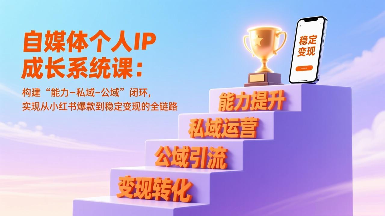 自媒体个人IP成长系统课：构建“能力-私域-公域”闭环，实现从小红书爆款到稳定变现的全链路 图片