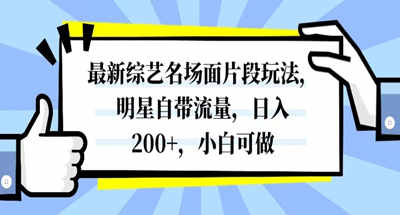 最新综艺名场面片段玩法，明星自带流量，日入200+，小白可做