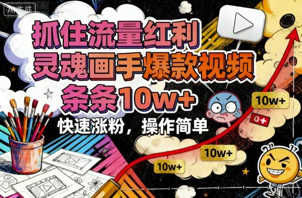 抓住流量红利,灵魂画手爆款视频,条条10w+,快速涨粉,操作简单 图片 抓住流量红利,灵魂画手爆款视频,条条10w+,快速涨粉,操作简单 图片