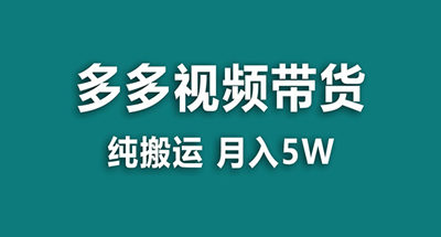 【蓝海项目】多多视频带货，靠纯搬运一个月搞5w，新手小白也能操作【揭秘】 图片