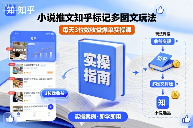 小说推文知乎标记多图文玩法，每天3位数收益爆单实操课 图片