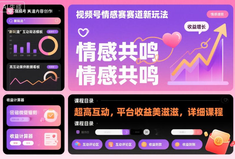 视频号情感赛道新玩法，超高互动，平台收益美滋滋，详细课程 图片