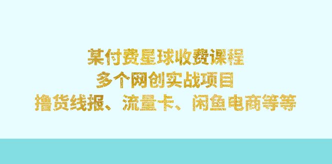 某付费星球课程：多个网创实战项目，撸货线报、流量卡、闲鱼电商等等 图片