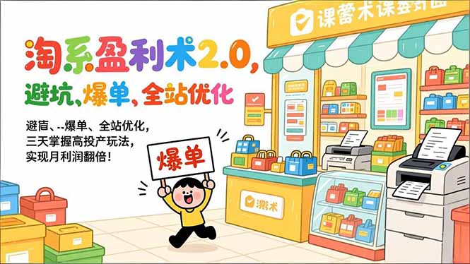 淘系盈利术2.0，避坑、爆单、全站优化，三天掌握高投产玩法，实现月利润翻倍！ 图片