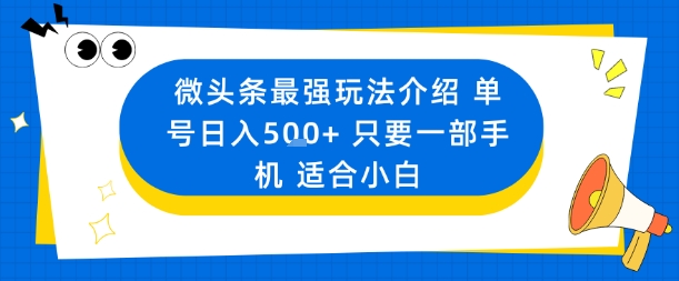 微头条最强玩法介绍一个号日入5张+只要一部手机适合小白 图片