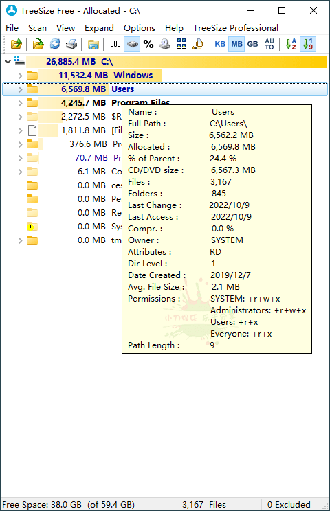 TreeSize Free v2.1.0.82单文件版 图片