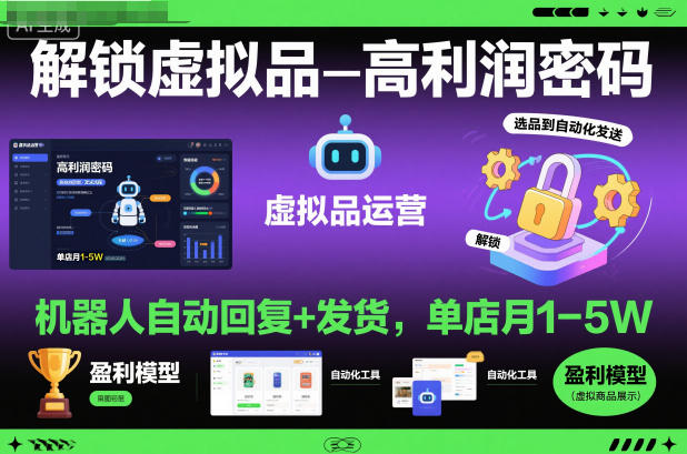 解锁虚拟品高利润密码：机器人自动回复+发货，单店月1-5W【揭秘】 图片