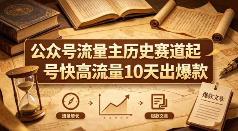 公众号流量主之历史赛道，起号快+高流量，10天就能出爆款！ 图片